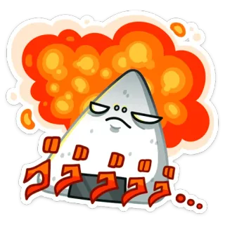 😡 onigiri, arrabbiato, esplosione, cibo, palla di riso telegram sticker