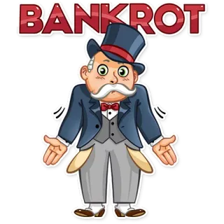 🤷‍♂️ BANKROT pleite, wirtschaft, geld, scheitern, cartoon, finanzen telegram sticker