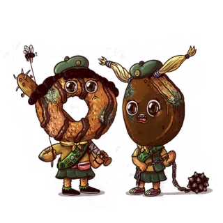 😠 donut, cartoon, art, fantasy, dessert, confectionery, sweet, character, anthropomorphic telegram sticker