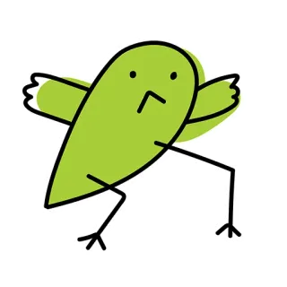 😟 새, 초록색, 만화, 동물, 단순한, 캐릭터 telegram sticker