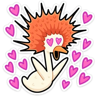 😍 Gans, Herzen, Liebe, süß, Vogel, Tier, Cartoon telegram sticker