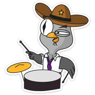 🥁 uccello, sceriffo, musicista, batterista, cartone animato telegram sticker
