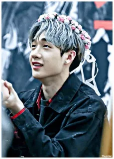 🎈 мужчина, венок из цветов, портрет, человек, улыбка, k-pop telegram sticker