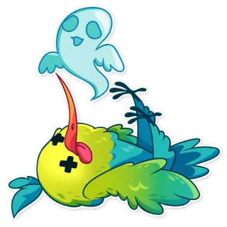 💀 vogel, dood, spook, cartoon, sticker telegram sticker
