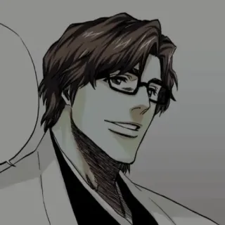 🧬 Sosuke Aizen Bleach Anime, Manga, Villano, Gafas, Capitán telegram sticker