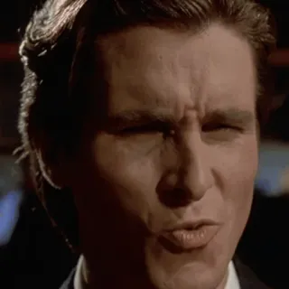 😗 Patrick Bateman American Psycho Mann, Gesicht, Ausdruck, ernst, Geschäftsmann, Psycho whatsapp sticker