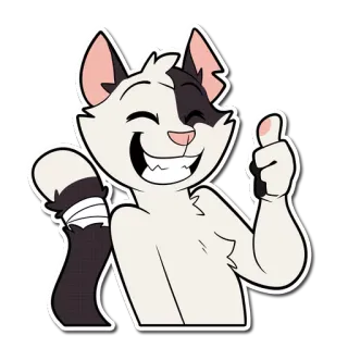 👍 gato, polegar para cima, desenho animado, adesivo, animal, positivo, ilustração telegram sticker