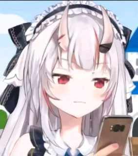 😏 Anime, Garota, Chifres, Telefone, Empregada, Vtuber telegram sticker