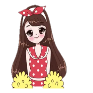 👱 Desenho animado, Menina, Fofo, Sorrindo, Alegre telegram sticker