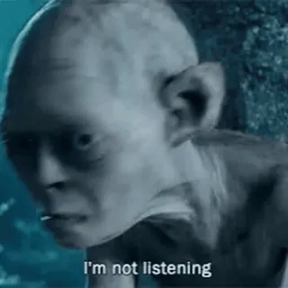 🙉 Gollum Lord of the Rings I'm not listening gollum, lord of the rings, luistert niet, fantasie, film telegram sticker