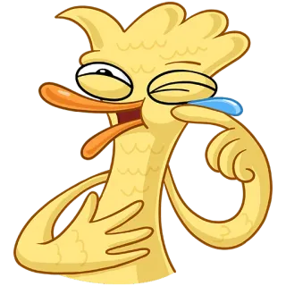 😅 Мультфильм, Утка, Эмодзи, Плачущий, Слёзы, Желтый telegram sticker