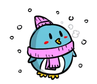 ❄ Pinguin, Winter, niedlich, Cartoon, Tier, Schal, Mütze telegram sticker