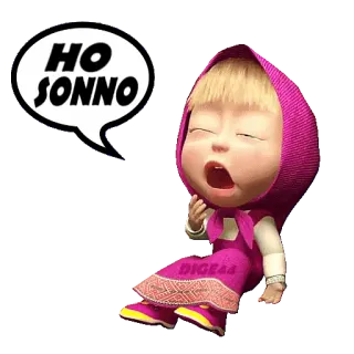 😪 Masha Masha and the Bear HO SONNO cansado, adormilado, bostezando, dibujos animados, Masha, Masha y el Oso telegram sticker