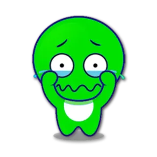 😢 sad, cry, green, cartoon, emotion, tearful, emoji telegram sticker