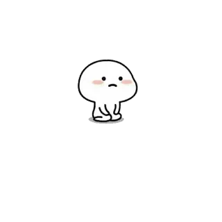 😔 cute, sad, minimalist, cartoon, white, blob, character telegram sticker