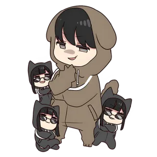 😏 Anime, Pies, Kot, Okulary przeciwsłoneczne, Chibi whatsapp sticker