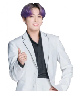 👍 Jungkook kpop, singer, music, thumbs up, korean, purple hair, white suit telegram sticker