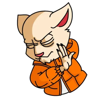 🤚 cartoon, animal, offensive gesture, cat telegram sticker
