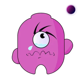 😢 Monster, Kartun, Sedih, Menangis, Merah muda, Mata satu whatsapp sticker