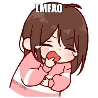 🤔 LMAO ridere, piangere, lmao, espressione, emozione, stile anime, cartone animato whatsapp sticker