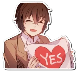 😄 YES anime, uśmiech, tak, serce, miłość telegram sticker