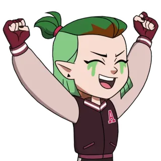 🥳 Amity Blight The Owl House cartoon, anime, Amity Blight, The Owl House, animated character, victory, celebration telegram sticker