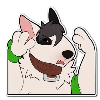 😓 dog, furry, offensive gesture, middle finger, cartoon, animal telegram sticker