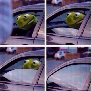 😑 Kermit Kermit, Meme, Rana, Coche, Conduciendo telegram sticker