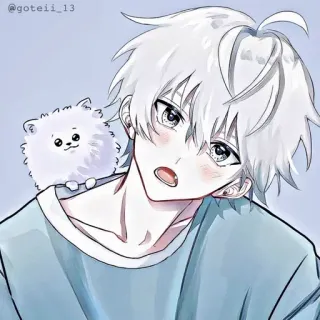 🐚 @goteii_13 Аниме, Парень, Собака, Милый, Искусство, Иллюстрация telegram sticker