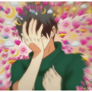 😀 Anime, Miłość, Serca, Słodkie, Emocjonalne telegram sticker