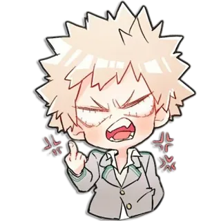 🖕 Bakugo My Hero Academia anime, character, manga, offensive gesture, middle finger telegram sticker