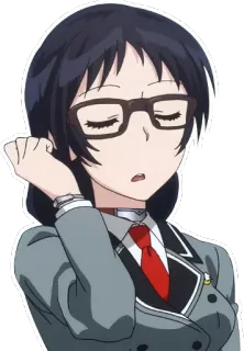 😒 anime, girl, uniform, glasses, schoolgirl whatsapp sticker