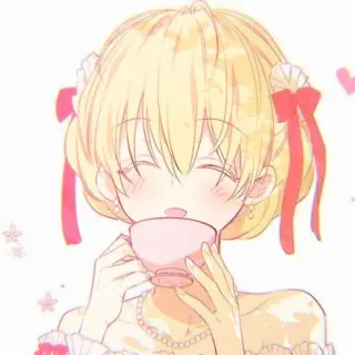 🌨️ animé, fille, mignon, thé, kawaii, dessin animé, blonde whatsapp sticker