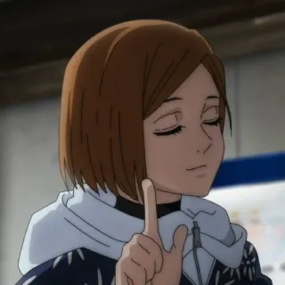 🌟 Nobara Kugisaki Jujutsu Kaisen Anime, Femme, Montrer du doigt, Jujutsu Kaisen, Nobara Kugisaki, Personnage telegram sticker