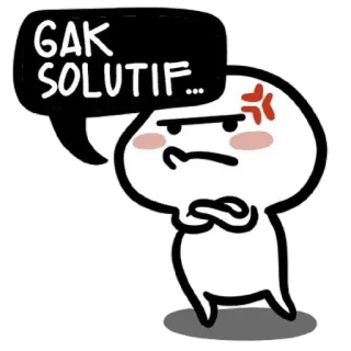 😒 GAK SOLUTIF... zangado, frustrado, desenho animado, diálogo, indonésio telegram sticker