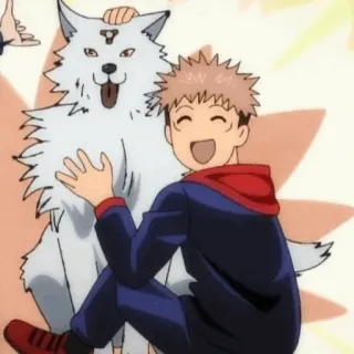 🍃 Yuji Itadori Jujutsu Kaisen anime, dog, cute, sorcerer, shonen, happy, yuji itadori, jujutsu kaisen telegram sticker