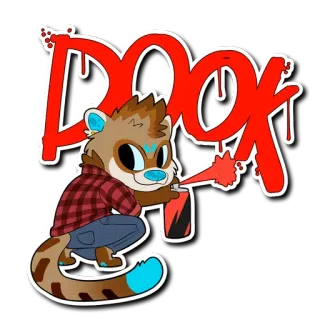 🎨 DOOK Фурри, Хорёк, Граффити, Аэрозольная краска, Мультфильм, Животное, Dook telegram sticker