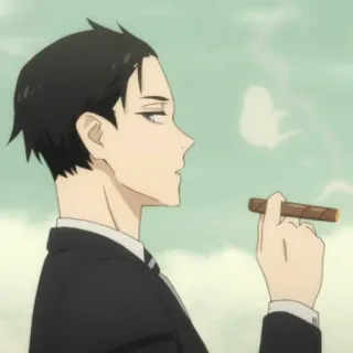 💸 アニメ, 男, 葉巻, スーツ whatsapp sticker