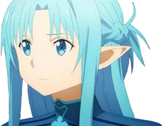 😕 Asuna Sword Art Online Anime, Elfo, cabelo azul, Personagem, Garota telegram sticker