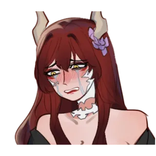 🥵 อนิเมะ, ร้องไห้, น้ำตา, ปีศาจ, ผู้หญิง, เศร้า telegram sticker