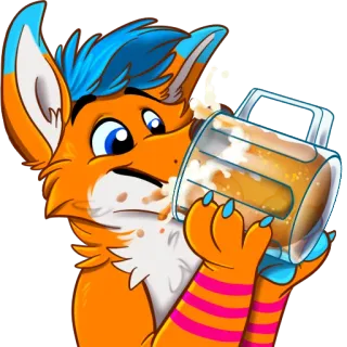 🍺 Furry, Renard, Anthropomorphe, Bière, Boisson, Alcool, Cartoon whatsapp sticker