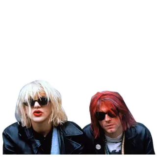 😒 Kurt Cobain músico, gafas de sol, pareja, estrella de rock, Courtney Love telegram sticker