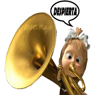 ⏰ Masha Masha and the Bear DESPIERTA Dibujo animado, Chica, Trompeta, Despertar, Oso telegram sticker
