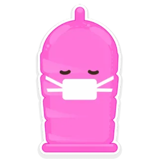👌 condom, protection, safe sex, cartoon, pink whatsapp sticker