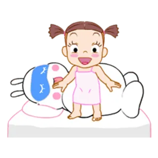 😴 Mädchen, weinend, traurig, Cartoon, niedlich, Kind telegram sticker