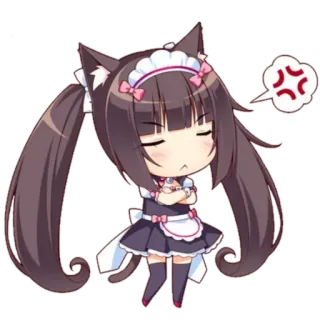 💢 Anime, Ragazza gatto, Arrabbiato/a, Carino/a, Maid, Neko, Chibi telegram sticker