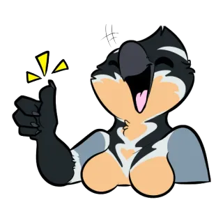 👍 Desenho animado, Pássaro, Polegar para cima, Feliz, Peludo telegram sticker