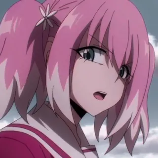 😠 Anime, rosa Haare, Charakter, Mädchen, süß, Porträt telegram sticker