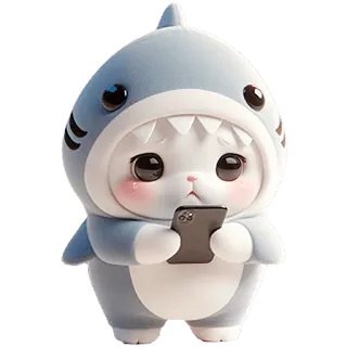 🤳 gato, tiburón, lindo, kawaii, animal, teléfono, pegatina whatsapp sticker