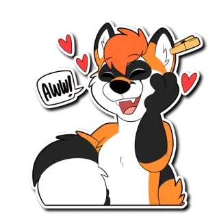 😍 AWWW! volpe, carino, aww, cuore, cartone animato, peloso telegram sticker